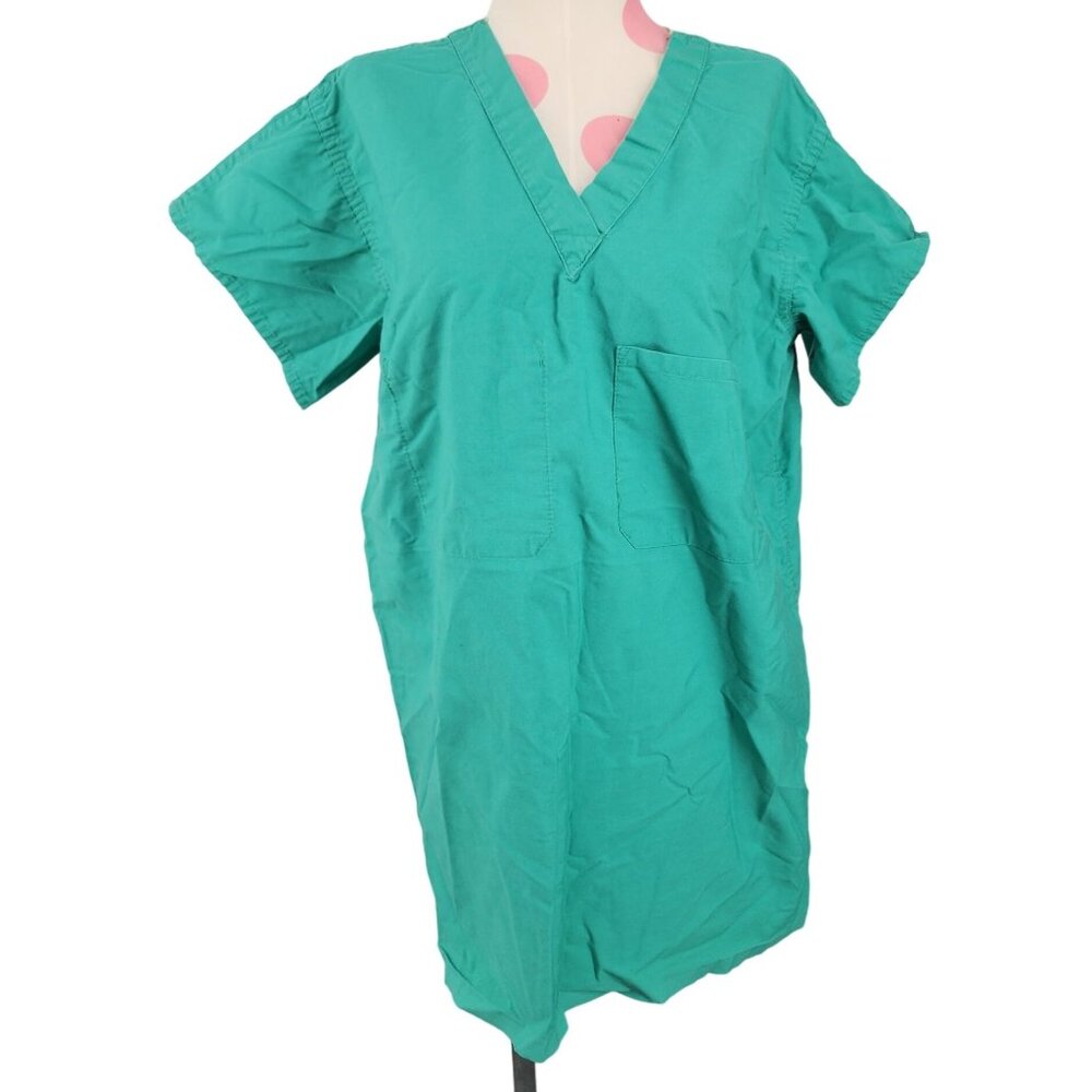 Adult Unisex Standard Textile Scrub Top Small Reversible Green V-Neck Medical